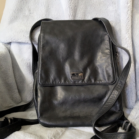 Perlina Black Leather Men's Bag - Picture 1 of 7